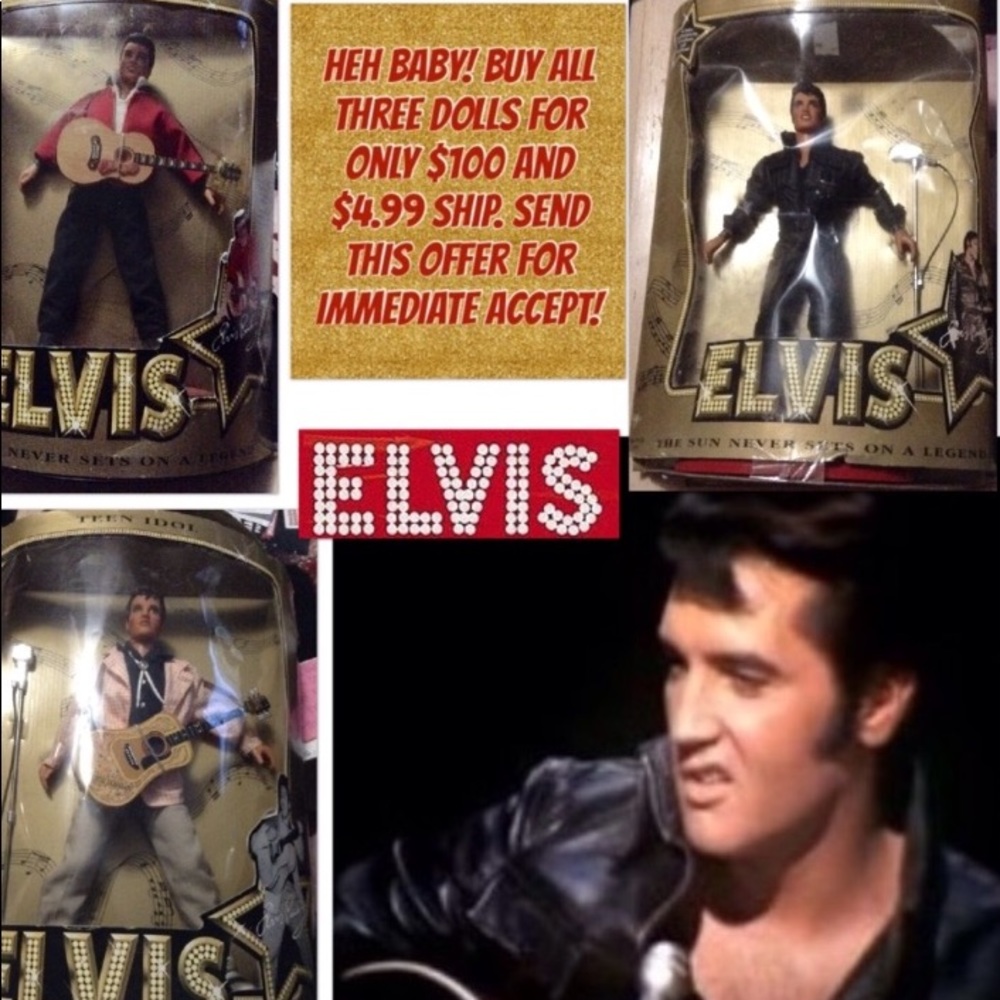 BUNDLE SPECIAL. 3 Elvis dolls for $100+$4.99 ship.